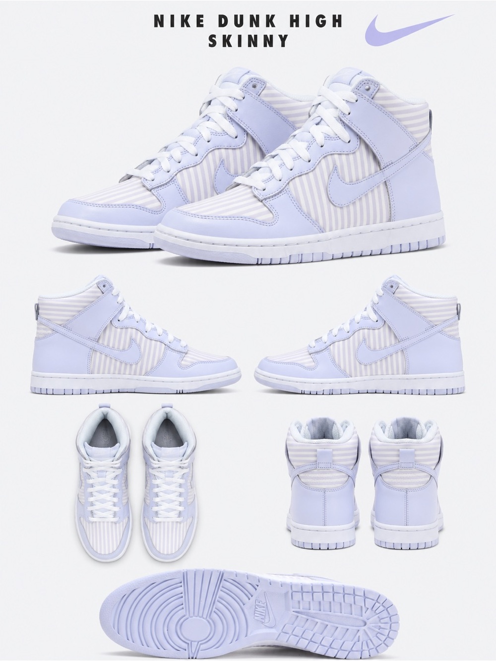 Rare Nike Dunk High Skinny / Premium- Lavender Violet / Striped Canvas